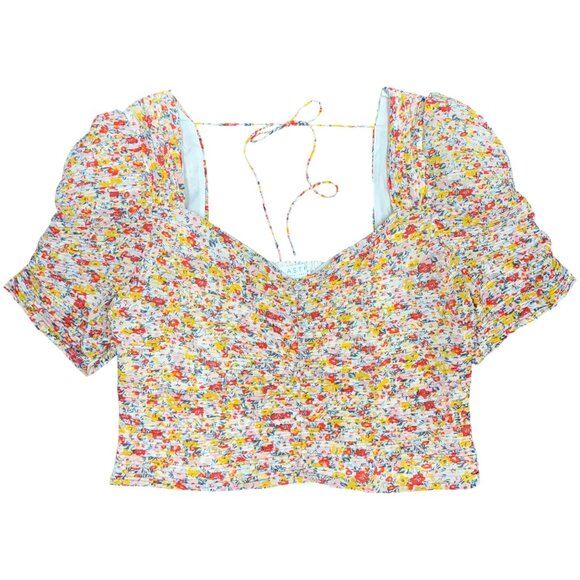 NWT Women's ASTR THE LABEL Floral Smocked Sweetheart Neckline Top | Size XL - Picture 4 of 14